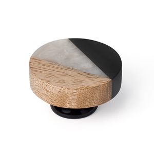 Pomo Redondo Madera Mango y Resina Nacar-Negro NES1101