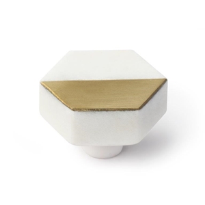 Pomo Hexagonal Mármol con Latón NES1096